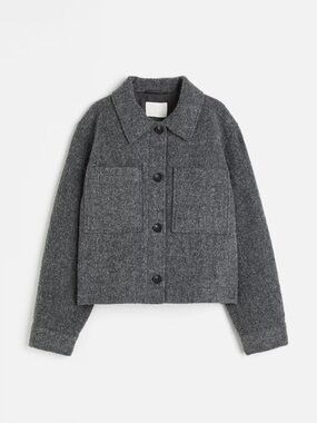 H&M Dark Gray Wool-Blend Utility Jacket